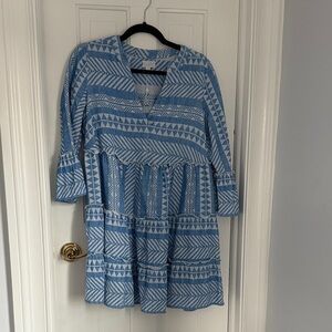Mud Pie Blue and White Patterned Dress